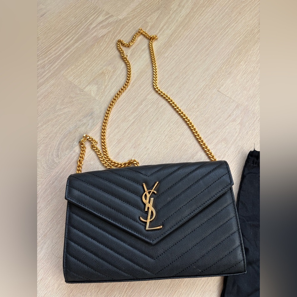 Yves Saint Laurent Black Chevron Crossbody Bag